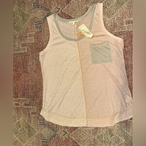 Mystree linen blend flowy oversized color block lightweight tank size medium